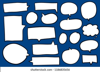Collection of speech bubbles on blue background vector