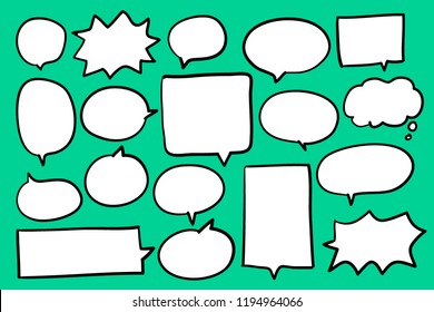 Collection of speech bubbles on green background vector