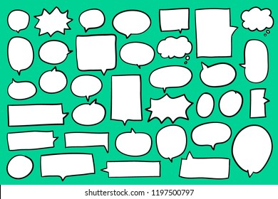 Collection of speech bubbles on green background vector