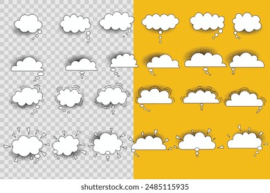 Collection of speech bubbles. Speak bubble text, cartoon chat box, message box. speech bubble with shadow for comic, cartoon, conversation design
,communication