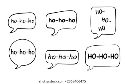 Collection of speech bubbles with a text Ho-ho-ho for Christmas party. Vector illustration isolated on a white background