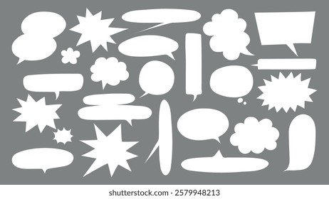 Collection of speech bubbles in various shapes. Speech bubbles for comics, design, and art. Use speech bubbles for creative projects and storytelling. Message illustration vector.
