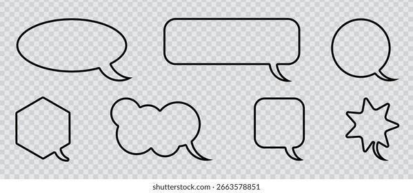  collection of speech bubbles in various shapes, designed for conveying conversations or thoughts