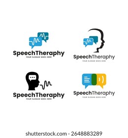 Coleção de logotipos de fonoaudiologia - Símbolos de fala, audição e comunicação