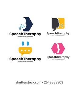 Collection of Speech Therapy Logos – Talking, Hearing, and Communication Symbols