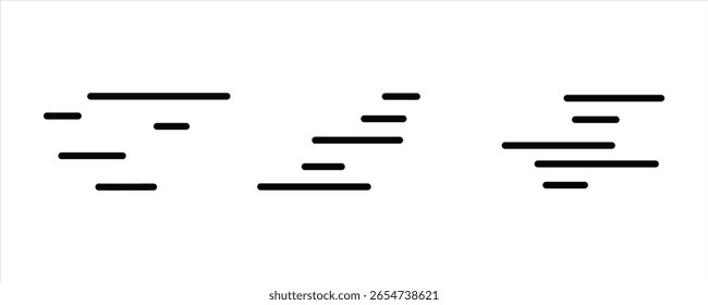 Collection of speed line vector symbol. set of motion design element sign vector