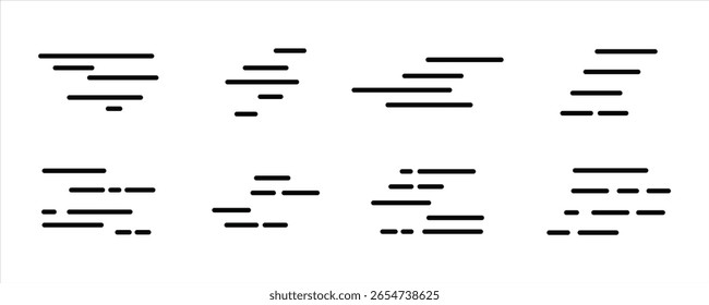 Collection of speed line vector symbol. set of motion design element sign vector