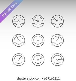 Collection of speedometer icons isolated on a white background. Vector illustration