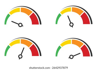 Collection of speedometer icons. Risk icon set 