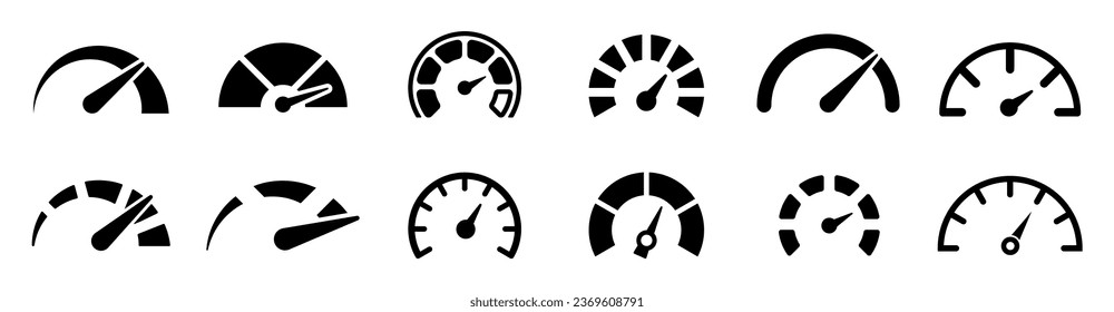 Sammlung von Geschwindigkeitsmessern-Symbolen.Vektorgrafik