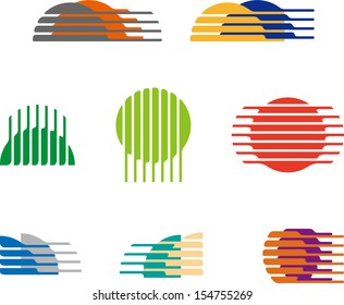 Collection of sphere vector logo set. Abstract globe symbol, isolated round icon, business concept. You can use in the mobile, finance,biology, chemistry, science and travel image. 