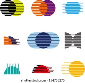 Collection of sphere vector logo set. Abstract globe symbol, isolated cross round icon, business concept. You can use in the mobile, finance,biology, chemistry, science and other commercial image.  