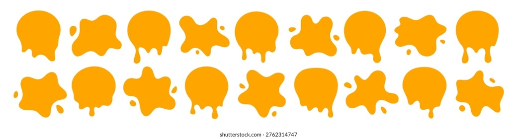 Collection of splatter sauce blob, paint, ink splatters vector illustration