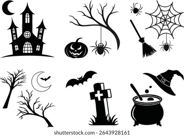 A collection of spooky Halloween silhouettes, perfect for creating themed designs