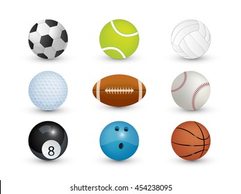 Collection of sport balls isolate on white background (Vector eps10)