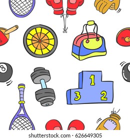 Collection of sport equipment pattern style