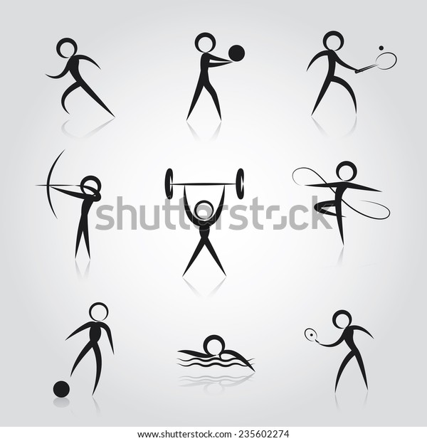 Collection Sport Icons Character On Background Stock Vector (Royalty ...