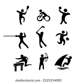 collection of sport icons or logo design isolated sign symbol vector illustration - high quality line style vector icon suitable for designers, web developers, displays and websites