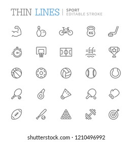 Collection of sport related line icons. Editable stroke