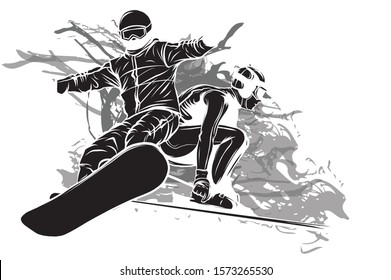 collection of sport snowboard, skiers vector illustration