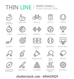 Collection of sport thin line icons