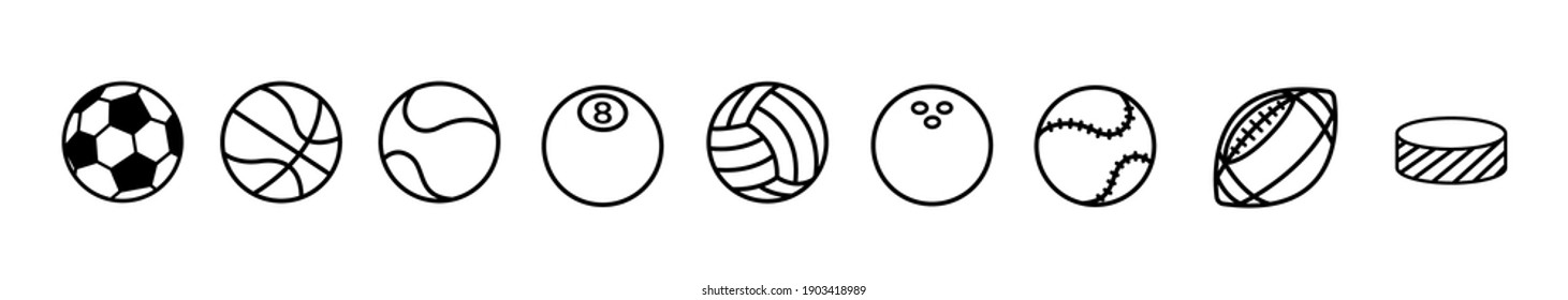 Collection of sports balls. Vector Illustration