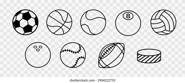 Collection of sports balls. Vector Illustration