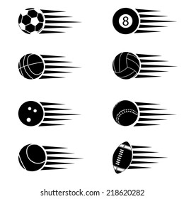 Collection of Sports Balls Vector Illustration Silhouettes 