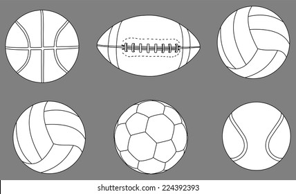 Collection Of Sports Balls Vector Illustration isolated on background.