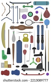 Collection of sports equipment. Sports. Vector