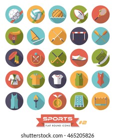 Collection of sports icons, flat design, long shadow. Icon set 2.