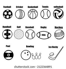 Collection of sports icons, football, cricket, rugby etc. 
