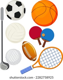 Ilustración del vector de objetos deportivos