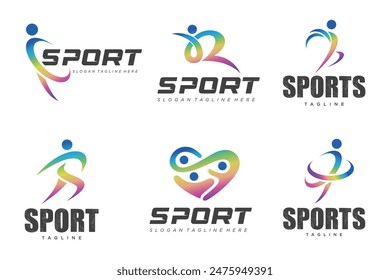 collection sports people abstract logo. sports people logotype template. Vector illustration