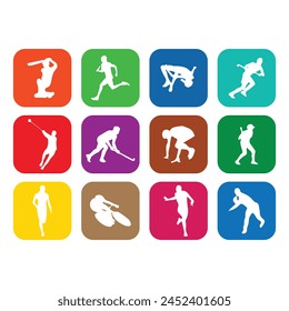 Collection of Sports player silhouettes. Sport Vector Icon Set. Sport Icon. Sport Set.	