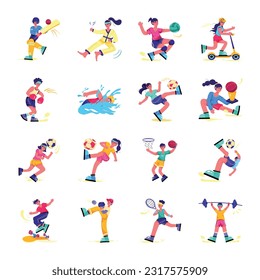 Collection of Sportsman Flat Illustrations 

