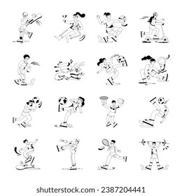 Collection of Sportsman Glyph Illustrations 

