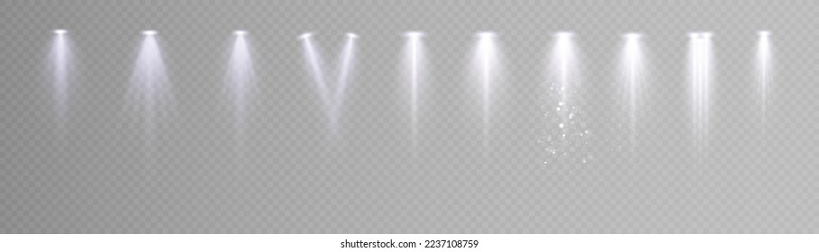 Colección de focos para la iluminación escénica, luz blanca brillante con focos para la iluminación escénica.