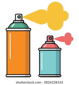 Collection of spray cans and bottles isolated vector illustration on white background