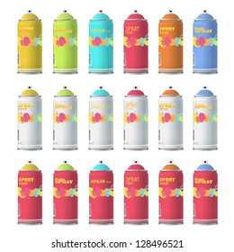 Collection of Spray color with graffiti . Vector design.