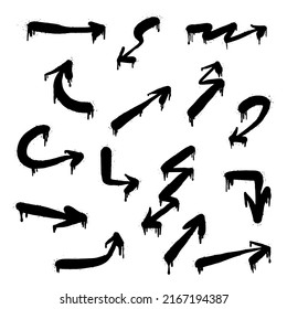 collection of Spray painted graffiti Arrow. design element drip symbol. isolated on white background. vector illustration 