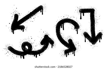 collection of Spray painted graffiti Arrow in black over white. isolated on white background. vector illustration