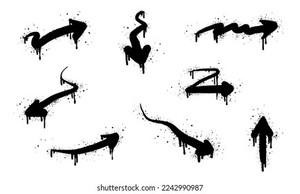 colección de Spray pintado con flecha en negro sobre blanco. aislado de fondo blanco. ilustración vectorial
