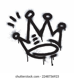 collection of Spray painted graffiti crown sign in black over white. Crown drip symbol. isolated on white background. vector illustration