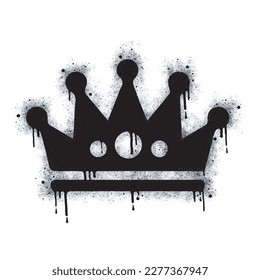 collection of Spray painted graffiti crown sign in black over white. Crown drip symbol. isolated on white background. vector illustration