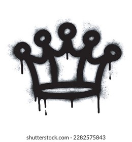 collection of Spray painted graffiti crown sign in black over white. Crown drip symbol. isolated on white background. vector illustration