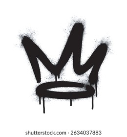 collection of Spray painted graffiti crown sign in black over white. Crown drip symbol. isolated on white background. vector illustration