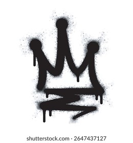 Verzameling van Spray geschilderde graffiti kroon teken in zwart over wit. Kroondruppelsymbool. geïsoleerd op witte achtergrond. vectorillustratie