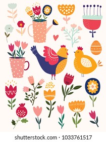 Collection of spring Easter symbols