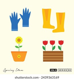 Collection of spring item vector flat design illustration